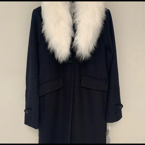 Derek Lam 10 Crosby Wool Trench Coat Faux Fur size medium designer NWT - Picture 6 of 8